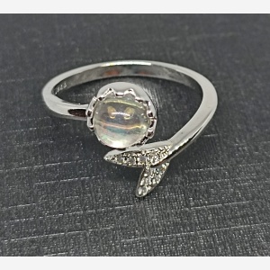 Anillo ajustable de Plata Sterling 925, Accesorio Elegante Con Cola De Piedra Lunar