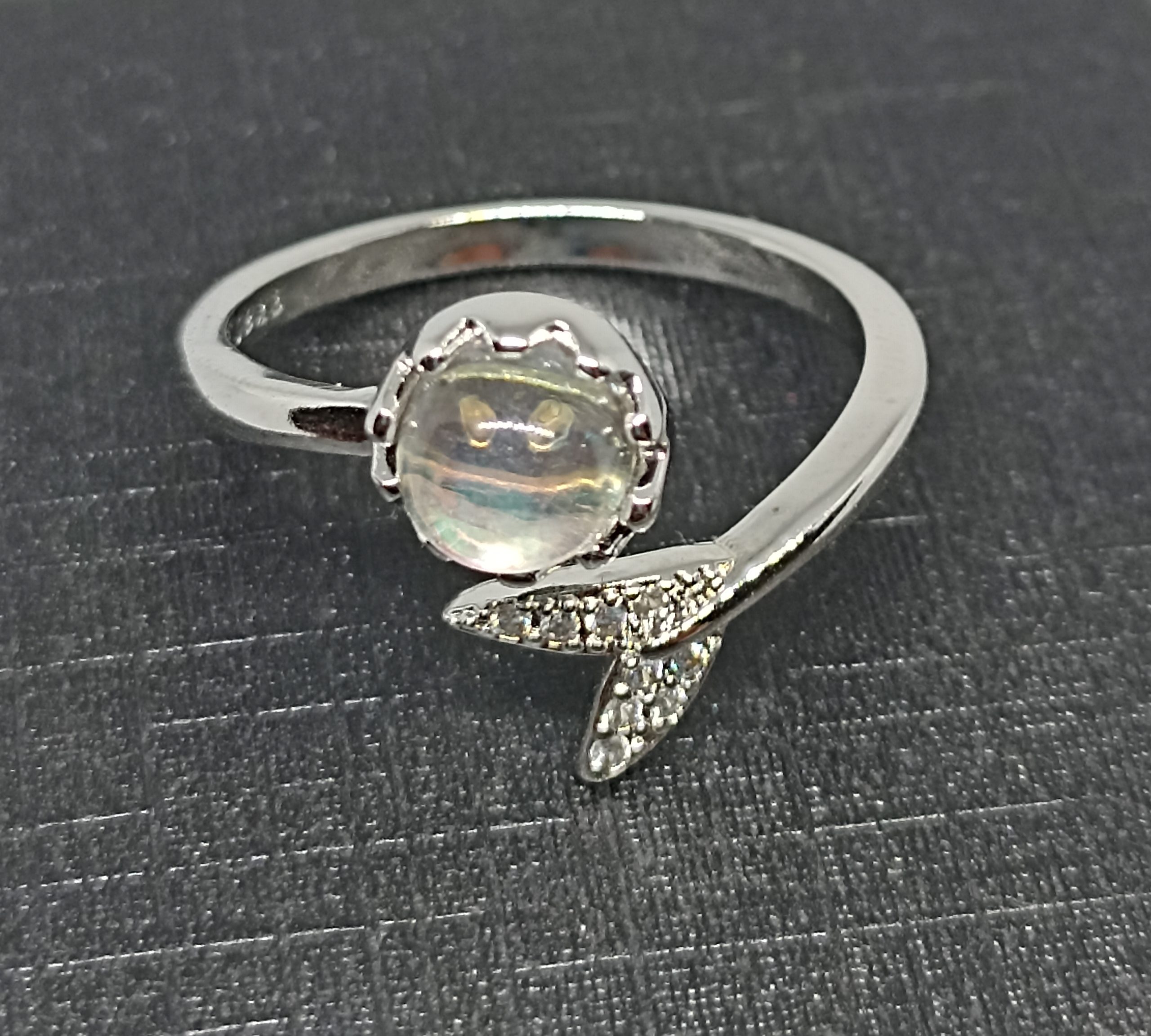 Anillo ajustable de Plata Sterling 925, Accesorio Elegante Con Cola De Piedra Lunar