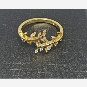 Hermoso Anillo Vintage Con Hojas De Circon Coreano