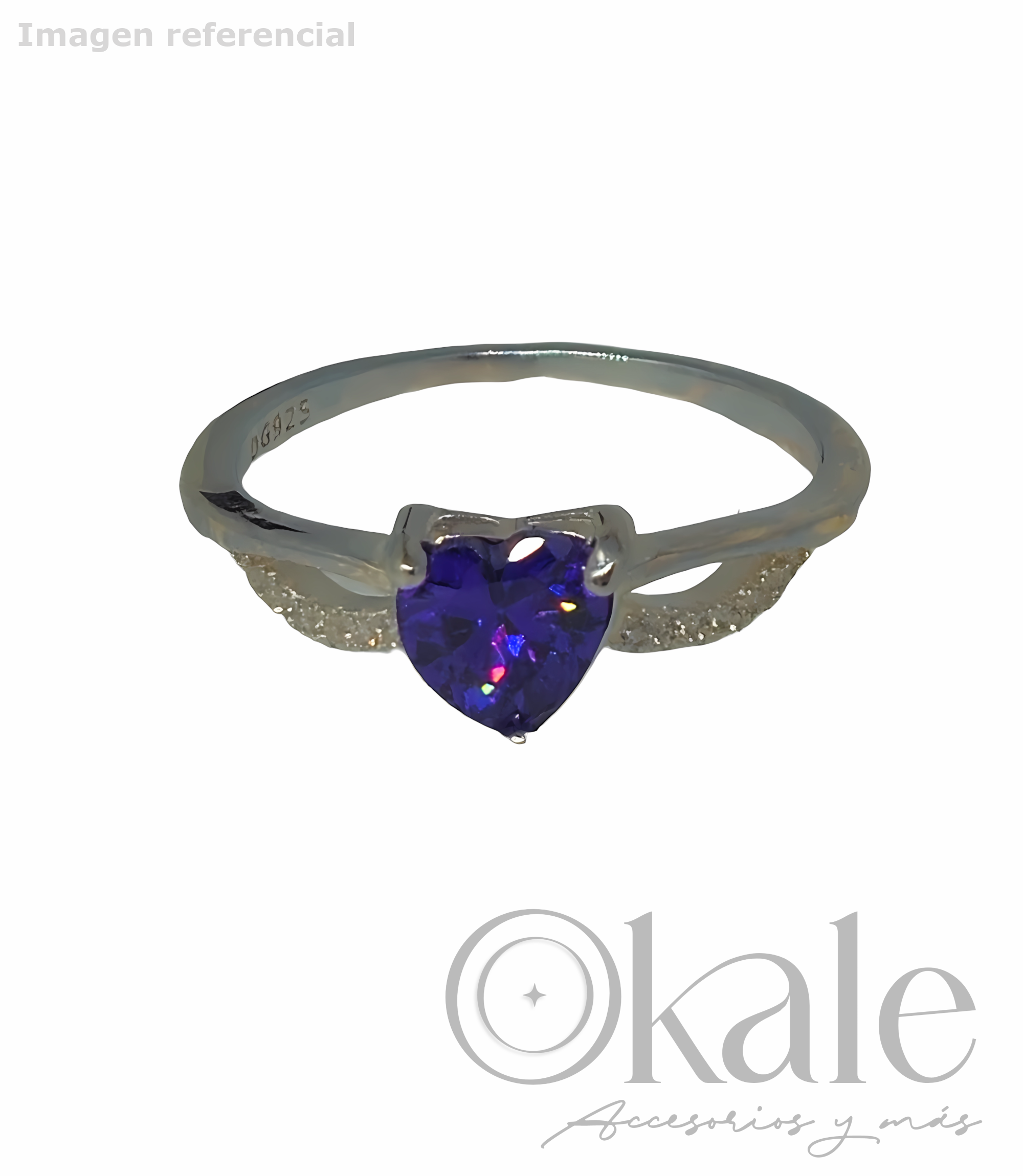 Anillo Corazón Cristal Violeta